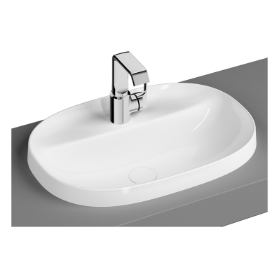 Frame Oval Countertop Basin With Faucet Hole Matte White Vitra Uk